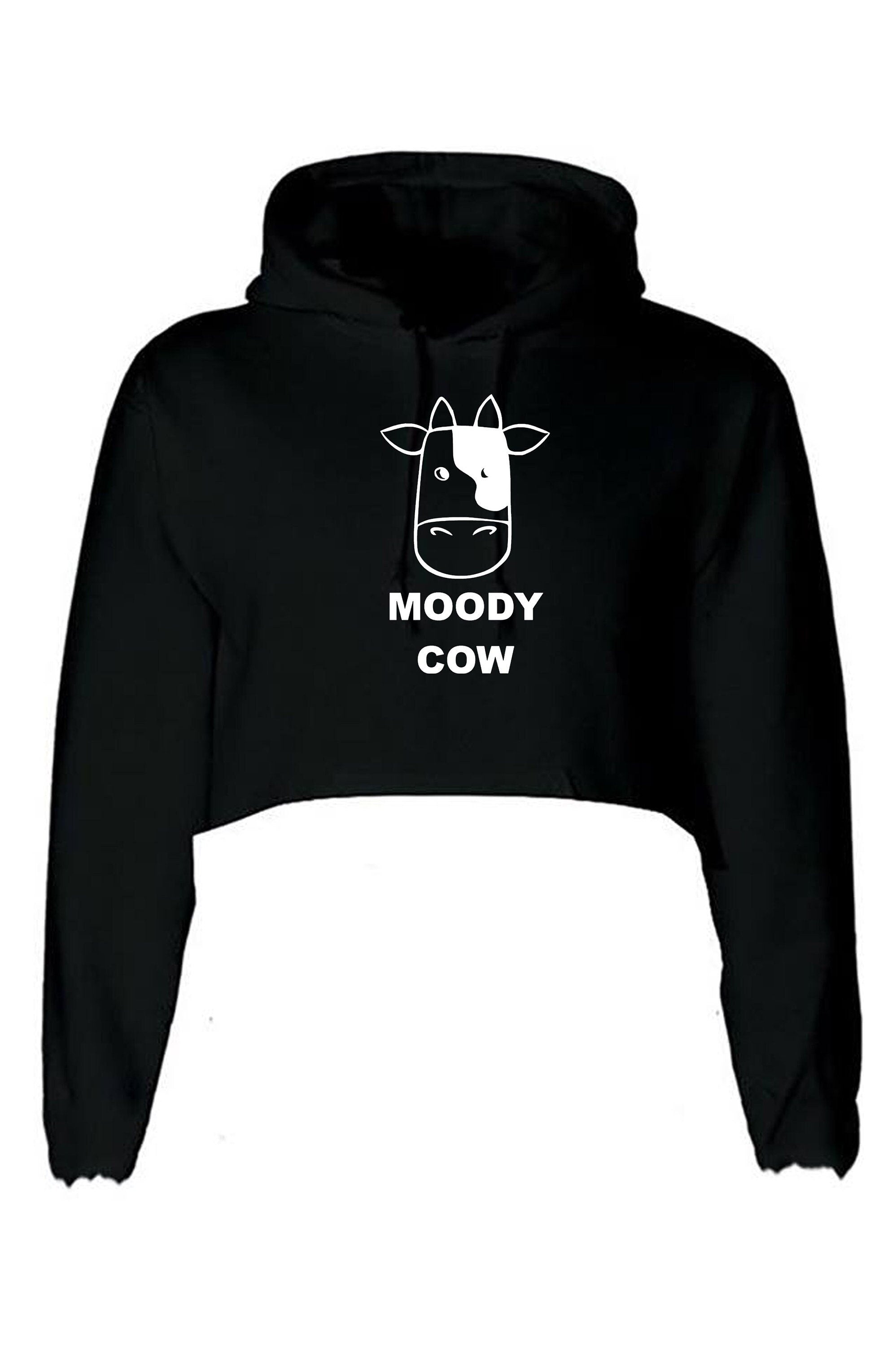 Moody cow crop top crop-top crop tops hoodie hoody hood hooded ladies mother's day birthday joke gift mum mama funny present christmas