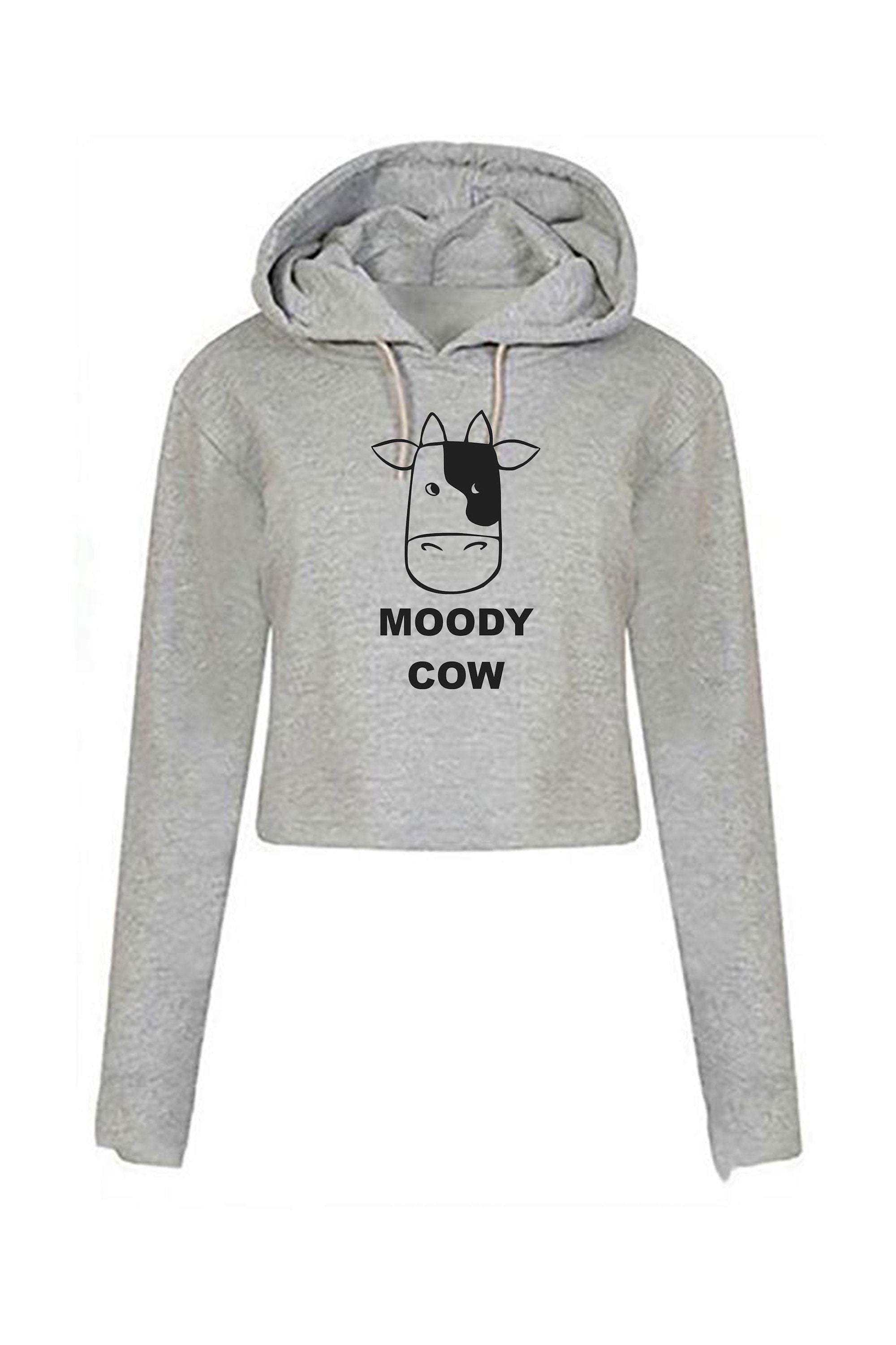 Moody cow crop top crop-top crop tops hoodie hoody hood hooded ladies mother's day birthday joke gift mum mama funny present christmas